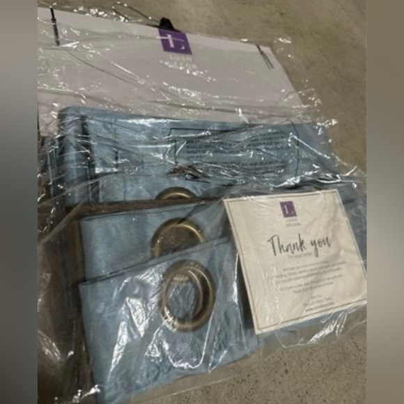 Porch & Den Lapeyrous Faux Silk Curtain Panel Pair 52"W x 84"L - Blue/Chocolate - Picture 3 of 3